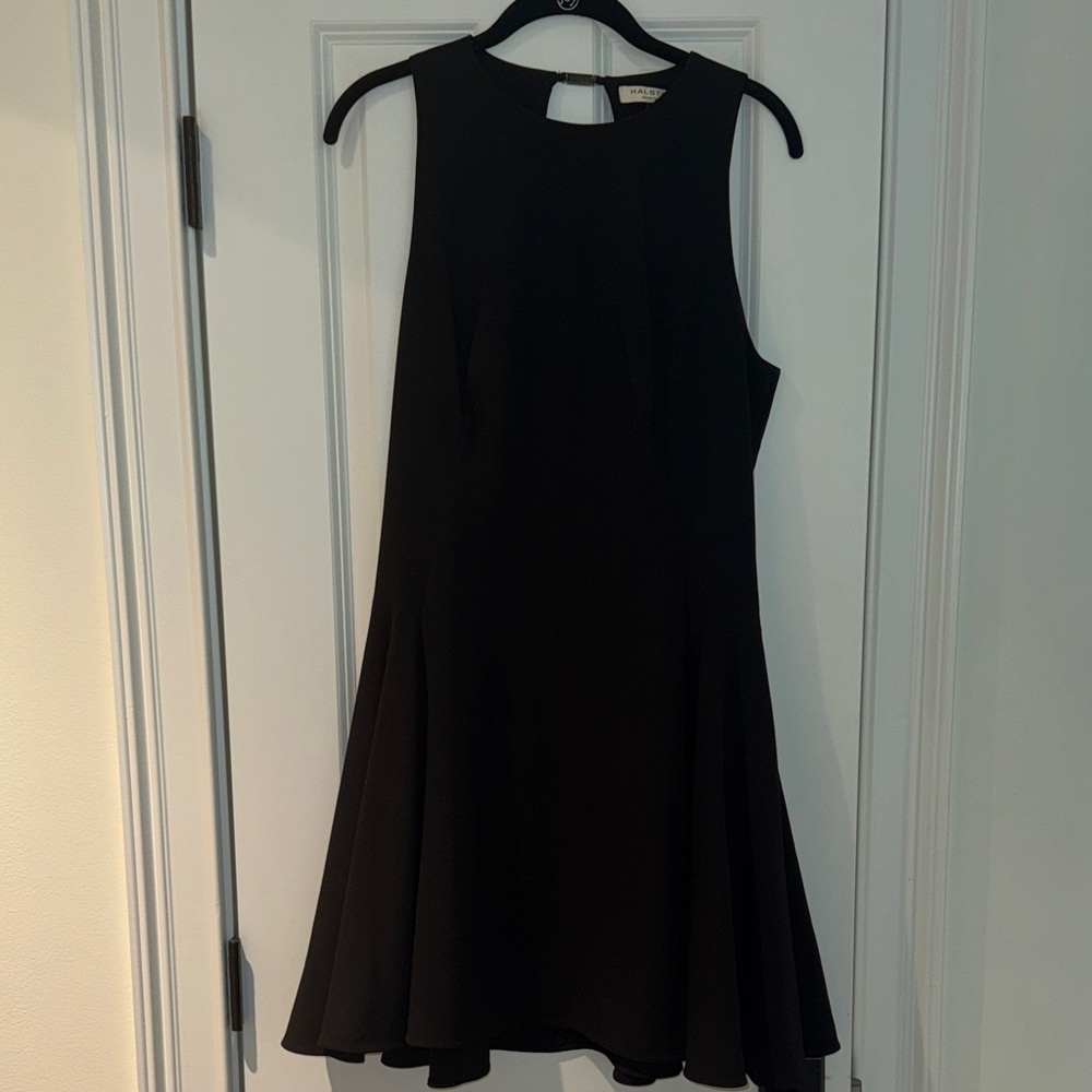 Halston Heritage Black Sleeveless Flared Mini Dress